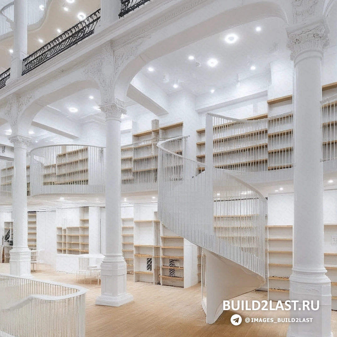 Пышные растения на полках и столах среди книг, создающие атмосферу магии и уюта